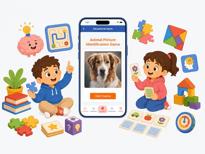 Kids studying with educational pictures