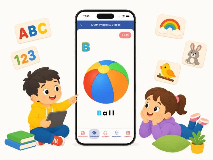 Kids studying with educational pictures